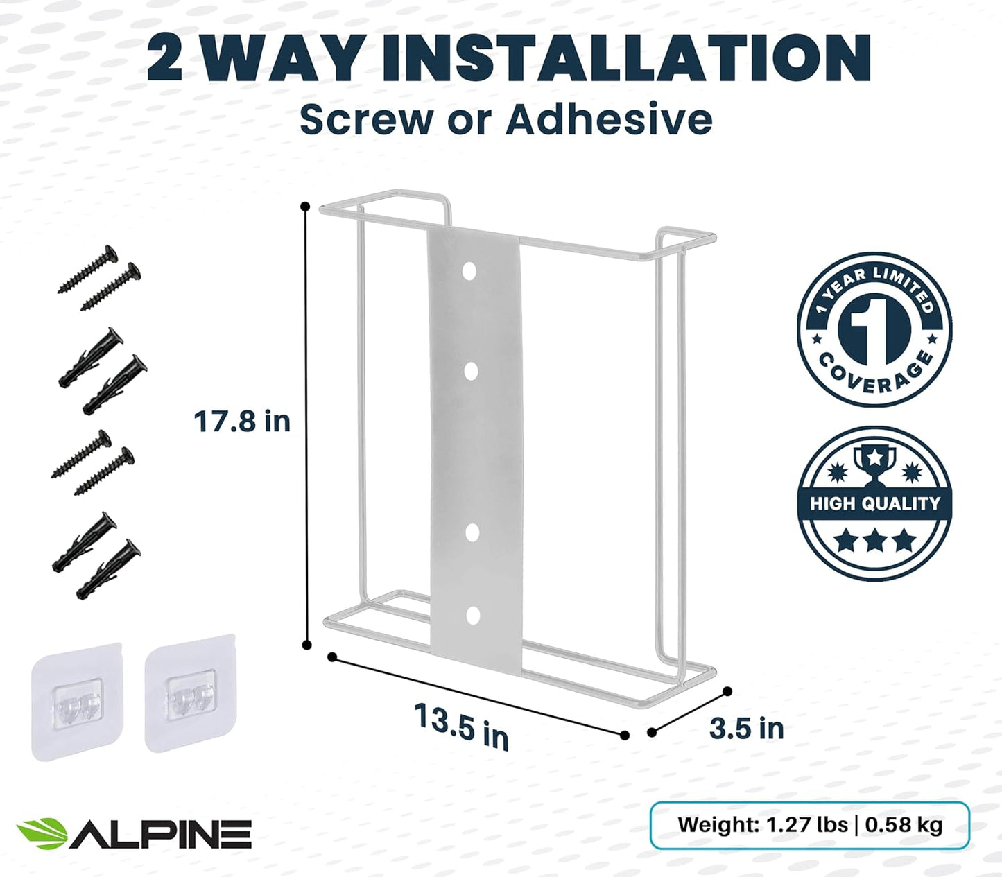 Alpine Glove Holder for Wall Mount - Latex Glove Holder Wire Glove Dispenser for Wall Disposable Glove Box & Tissue Box - Fits 3 Box (White)