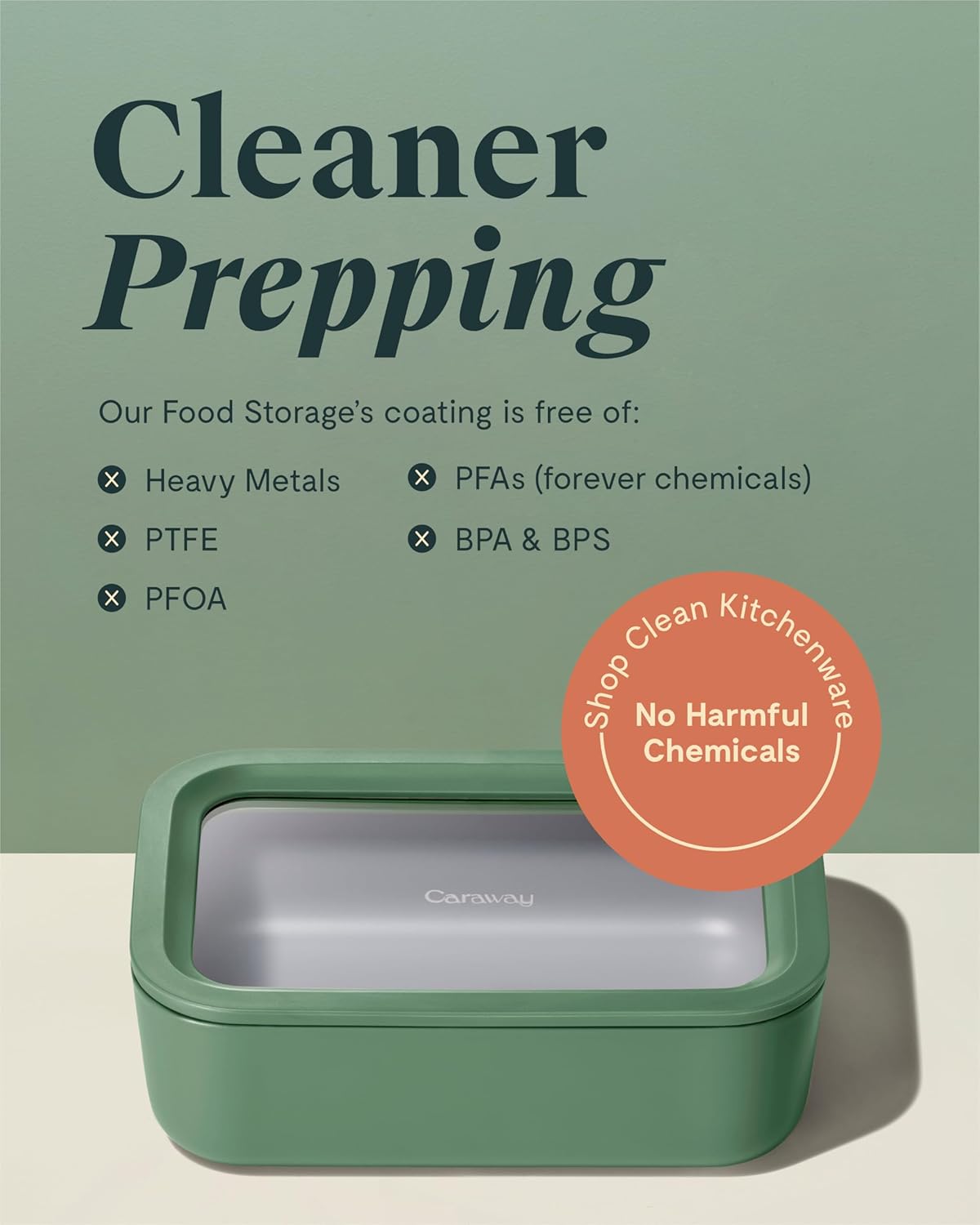 Caraway 6pc Glass Food Storage Set – 6.6 Cup Food Containers (6) - Ceramic Coated - Non Toxic, Non Stick with Lids - Microwave Safe - Navy