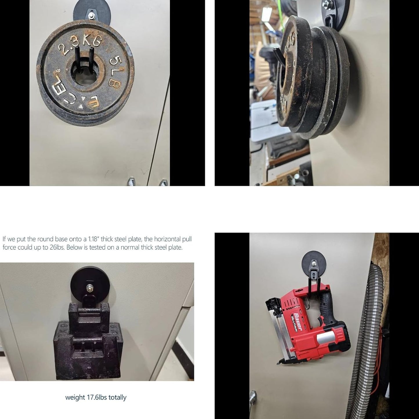 Heavy Duty Large Magnetic Hooks,Heavy Duty Magnets with Hook, Strong Garage Magnet Hooks, Magnetic Cable Holder with Anti-Slip Coating for Indoor & Outdoor Hanging(2Pack)