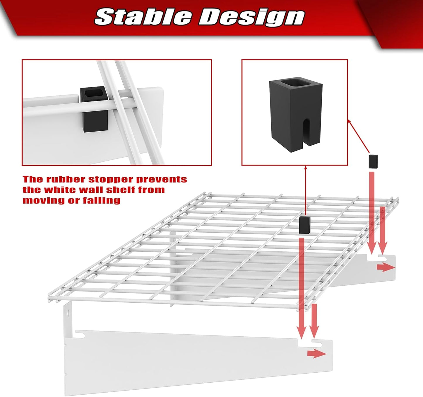 WALMANN 2 Pack Garage Wall Shelves, 45x15 inch Wall Mounted Storage Shelves for Garage Heavy Duty Wall Shelving, Holds Up to 220 Lbs(White)