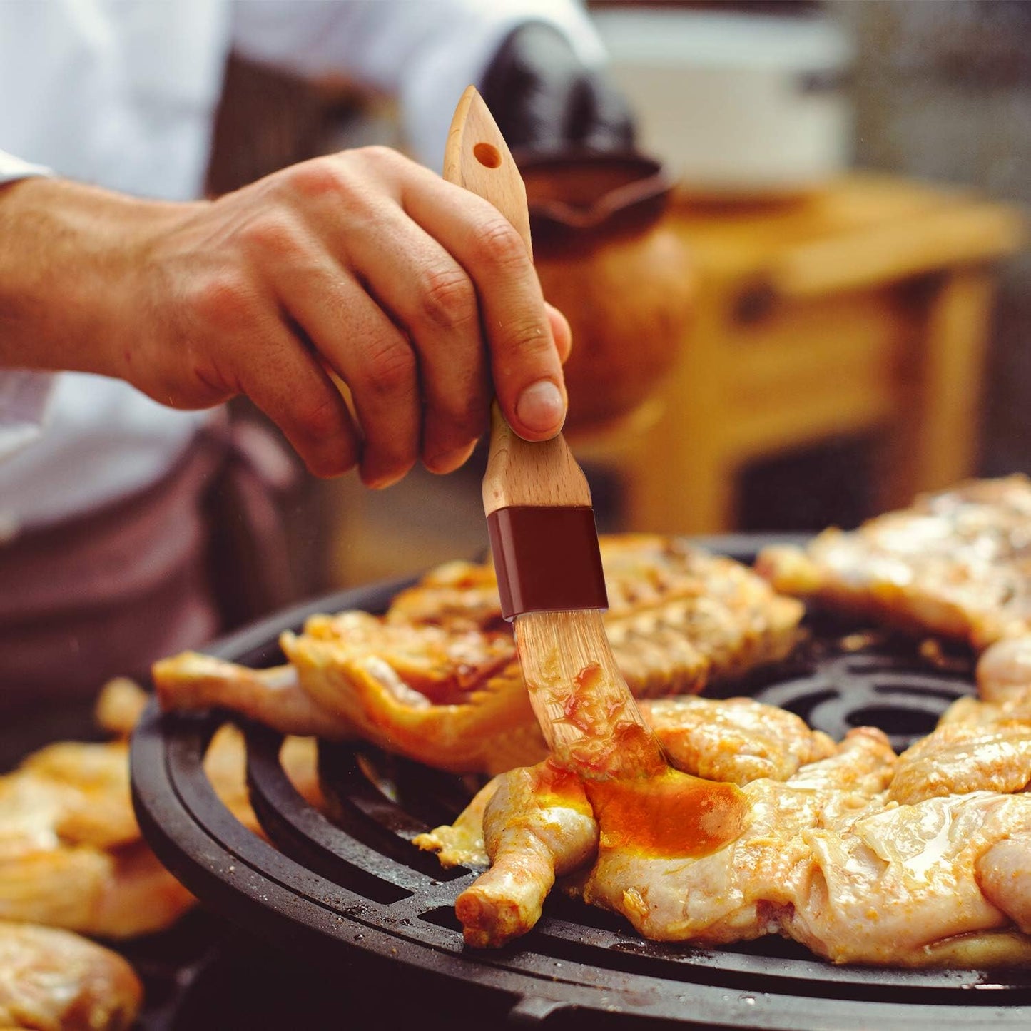 Pastry Brushes for Baking Basting Brush with Boar Bristles and Beech Hardwood Handles Culinary Oil Brush for Barbecue Butter Grill BBQ Sauce Baster Marinade Kitchen Food Cooking Brushes (1 inch)