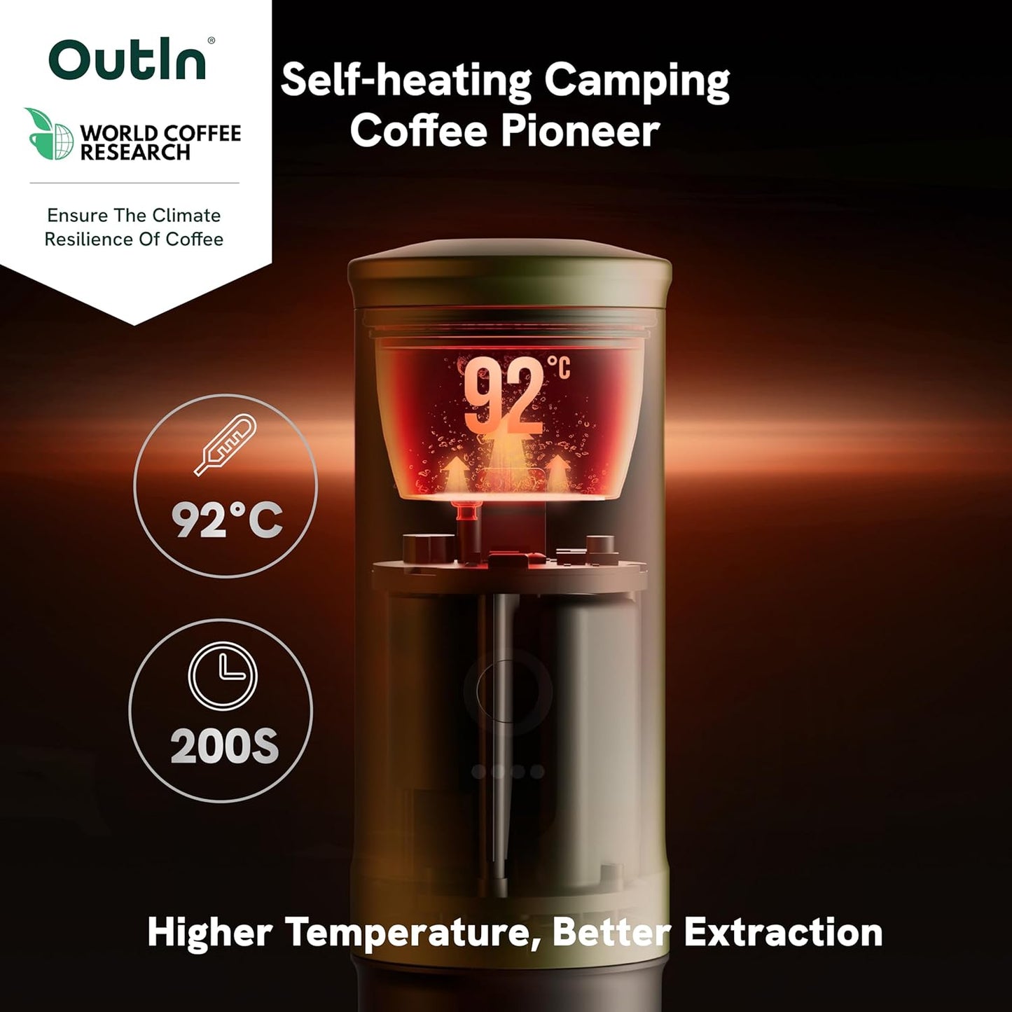 OutIn Nano Portable Electric Espresso Machine, Travel Coffee Maker for Camping, Car Coffee Maker Self-Heating with USB-C, With Ground Coffee & NS Capsule for RV, Hiking, Office
