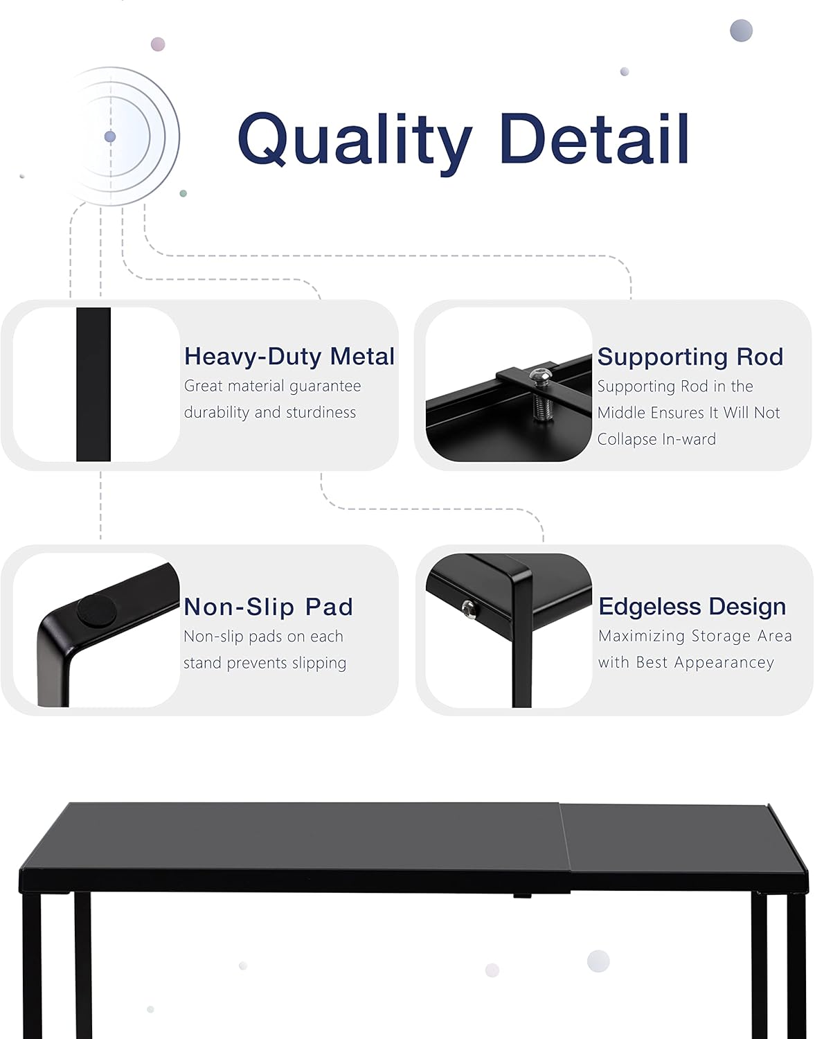 Nxconsu Cabinet Shelf Expandable Organizer Riser Rack for Kitchen Pantry Cupboard Under Sink Countertop Home Organization Extra Storage Space Saver Heavy Duty Metal Edgeless Design Black Extra Large