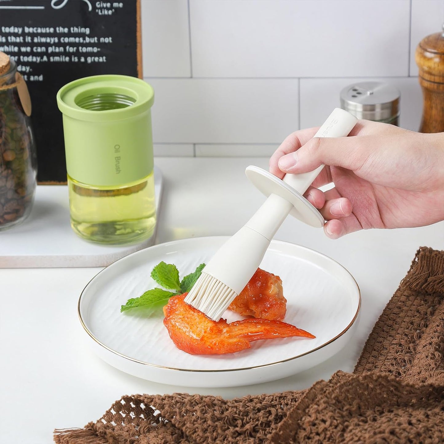 3 Pack Oil Bottle With Brush 300ml/10oz - Glass Oil Dispenser for Kitchen Cooking, BBQ Sauce, Vinegar - Basting Bottle With Silicone Brush