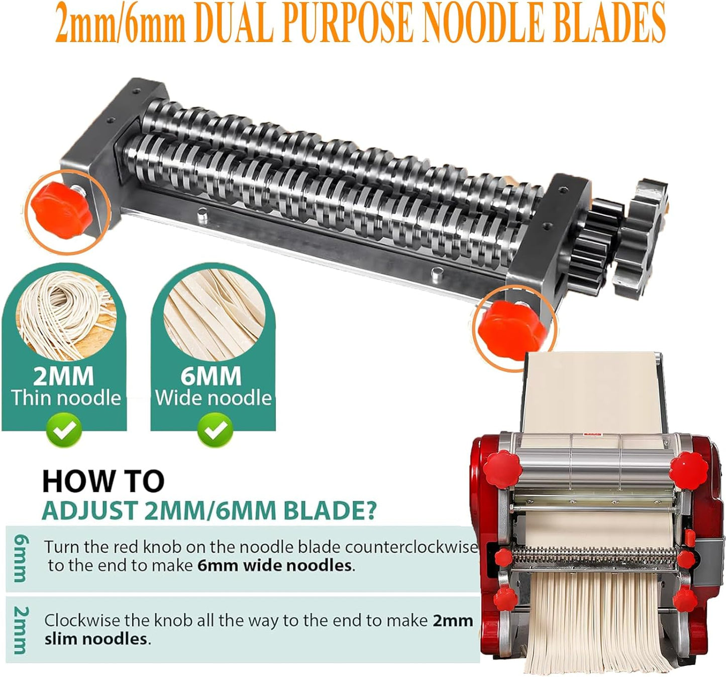 XINGYUEXUAN Electric Pasta Making Machine Commercial Noodle Spaghetti Maker Dough Roller with 2mm/6mm Cutter