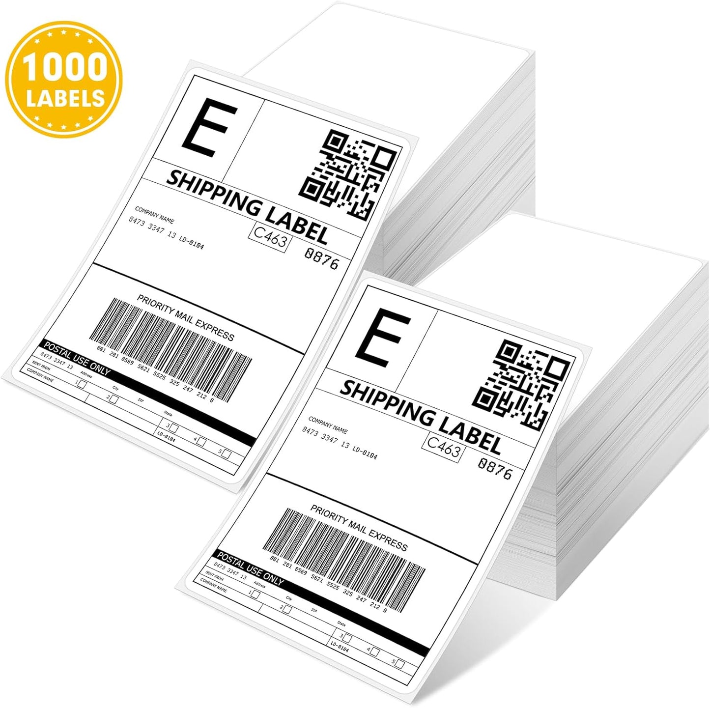 JTIEO Shipping Labels 4" x 6" Thermal Labels 1000 Fanfold Direct Thermal Label Printer Paper, Perforated White with Permanent Adhesive, Compatible with Most Thermal Printers.