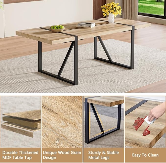 86.6" Dining Table Set for 10, Modern 11 Piece Wood Kitchen Table and Chairs Set, Large Rectangle Dining Table with 10 Suede Upholstered Chairs, Perfect for Family Gatherings and Dining Room