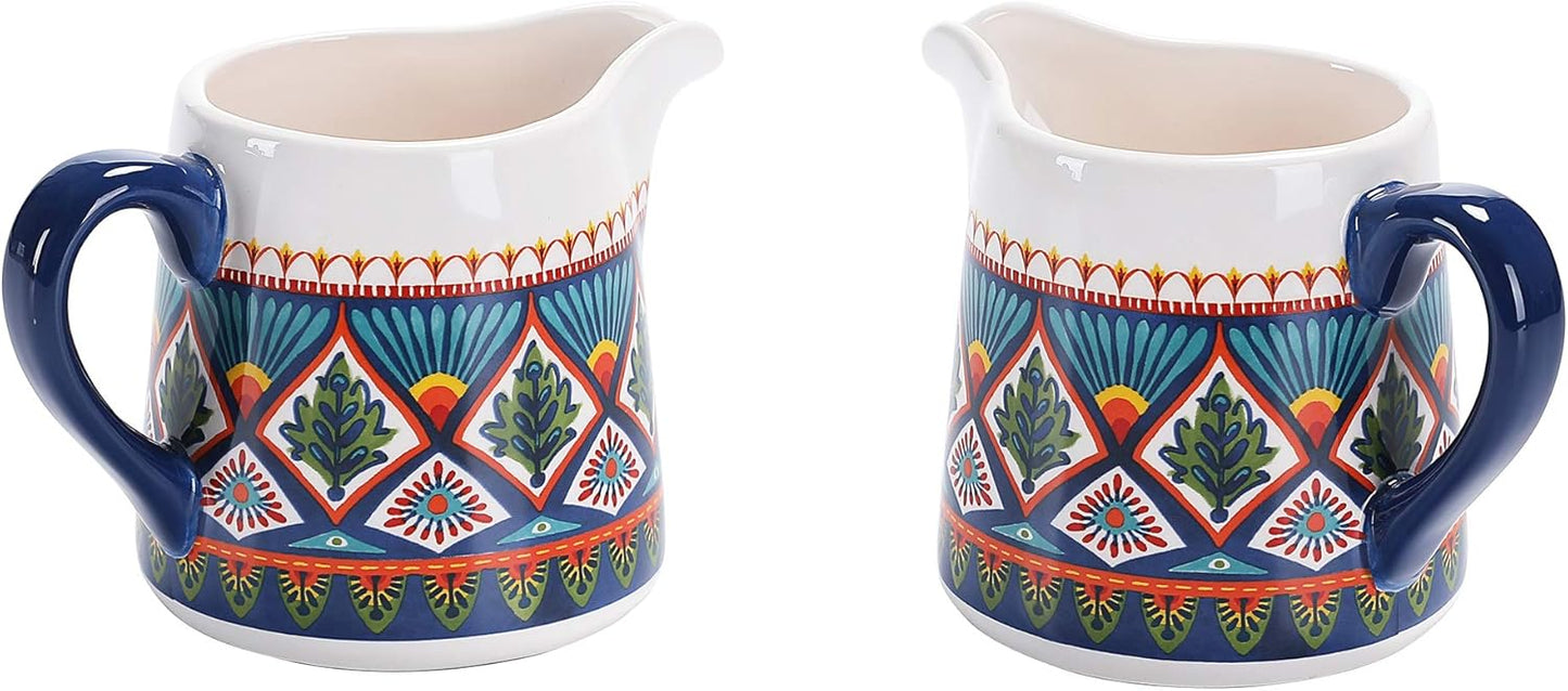 Bico Havana Ceramic Sugar and Creamer Set, Sugar Bowl with Lid, Cute Container for Coffee Bar, Kitchen Countertop Accessories, Microwave and Dishwasher Safe