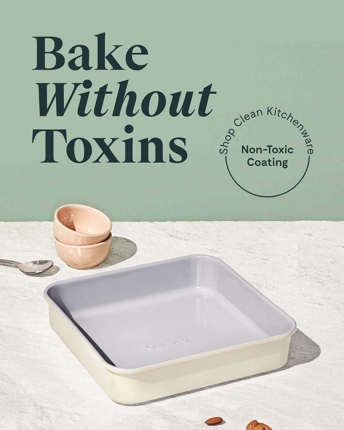 Caraway 9” Square Pan Duo - Non-Stick Ceramic Coating - Free From Forever Chemicals - Cake Pan Perfect for Brownies, Lemon Bars, & More - Black