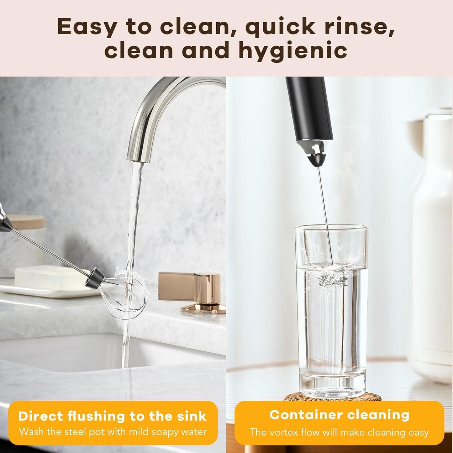 Milk Frother Handheld 2 Speed Adjustable Handheld Electric Foam Maker Milk Frother Handheld Rechargeable Electric Foam Maker with 2 Stainless Whisks For Latte, Cappuccino, Hot Chocolate, Egg