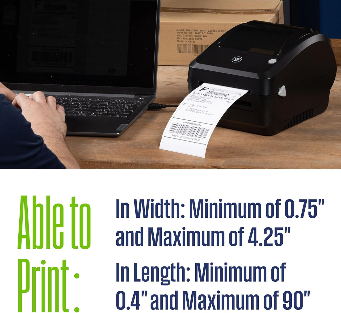 Westinghouse Thermal Shipping Label Printer USB, 4x6 Label Commercial Grade, Compatible with USPS, UPS, FedEx, eBay, Shopify, Amazon, & More, Desktop Label Printer for Packages, Includes Sample Labels