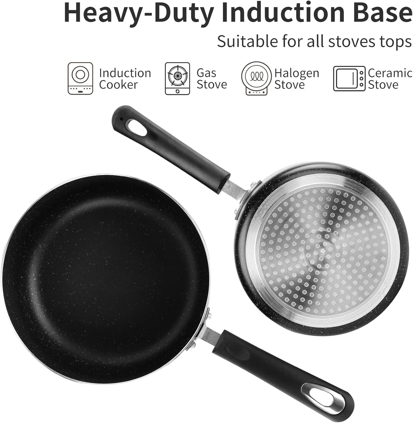 Nonstick Saucepan Set with Lid, Non Stick 2Qt & 3Qt Sauce Pan Set with Glass Lid Small Pot for Home Kitchen