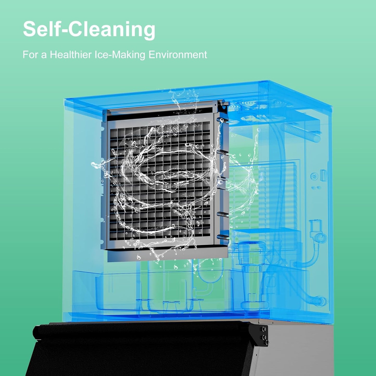 COTLIN Commercial Ice Maker 450LBS/24H with 350LBS Storage Bin, SECOP Compressor, Ice-Ready in 5-15mins, Large Ice Maker with Water Filter, Self-Cleaning/Timing/Ice Thickness Adjustment, 2025 Upgraded