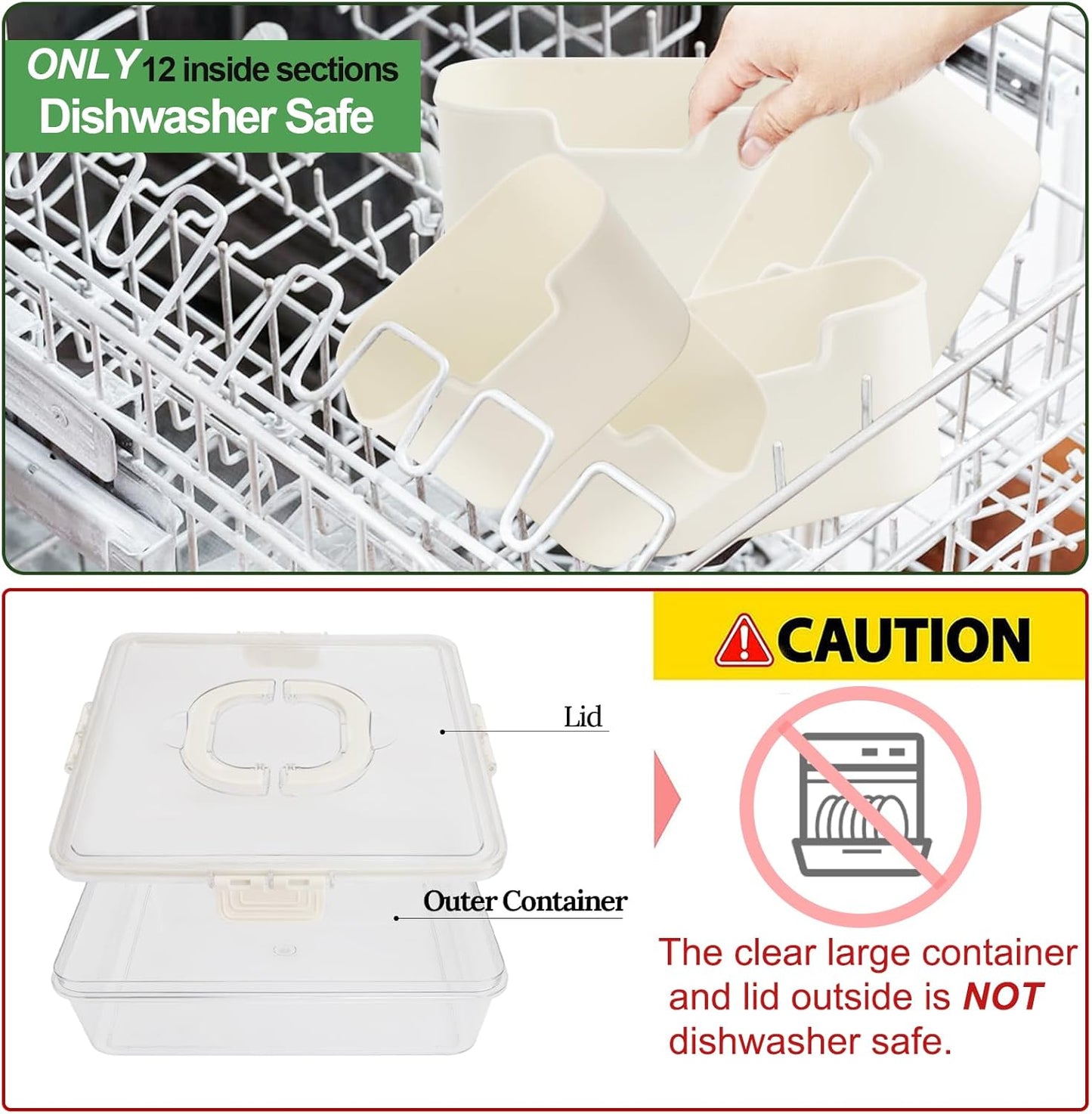 Divided Serving Tray with Lid and Handle, Portable Snack Box, 12 Compartments Veggie Fruit Tray, Charcuterie Platter Snackle Box Container for Party, Snacks, Picnic, LARGER SIZE