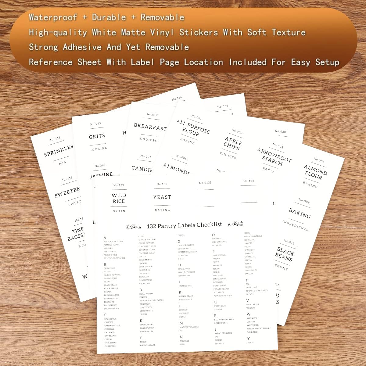 5 Pcs Glass Food Storage Containers With 132 Pantry Labels Preprinted - Thicken(3mm) Jars Airtight Bamboo Lid Stackable Kitchen Canisters Set For Candy, Cookie, Rice, Sugar, Flour