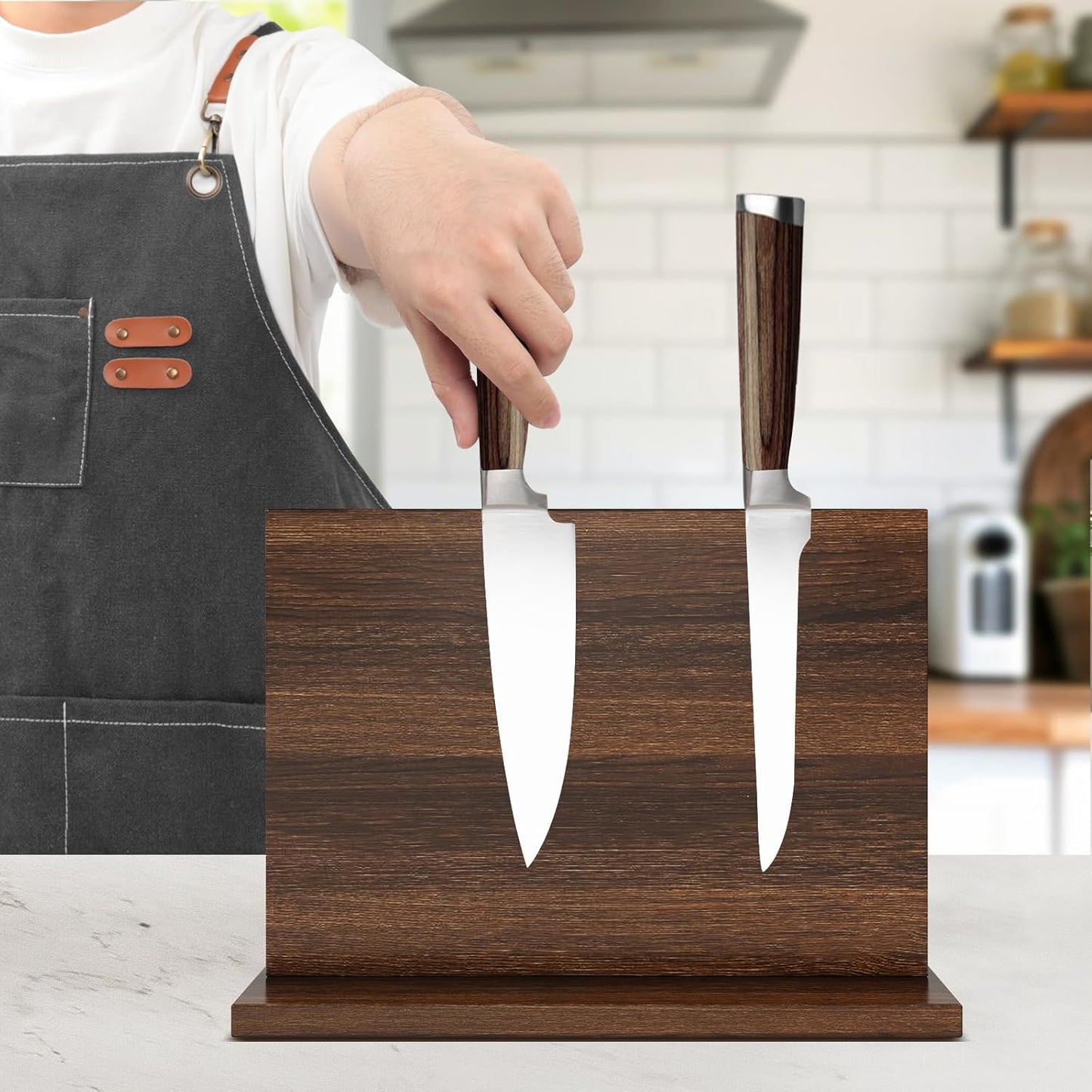 Magnetic Knife Holder, Double-Sided Magnetic Knife Block Universal Multi-function Display Rack for Kitchen Counter