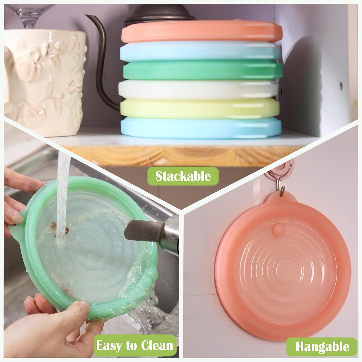 Silicone Reusable Vacuum-Seal Storage Containers for Fridge,Fresh Fruit,Vegetables,Garlic,Onions,Lemons,Potatoes,Meat,for Microwave Oven Heating,Freezer,Dishwasher,Avocado Saver,Tomato Holder,3 Pack