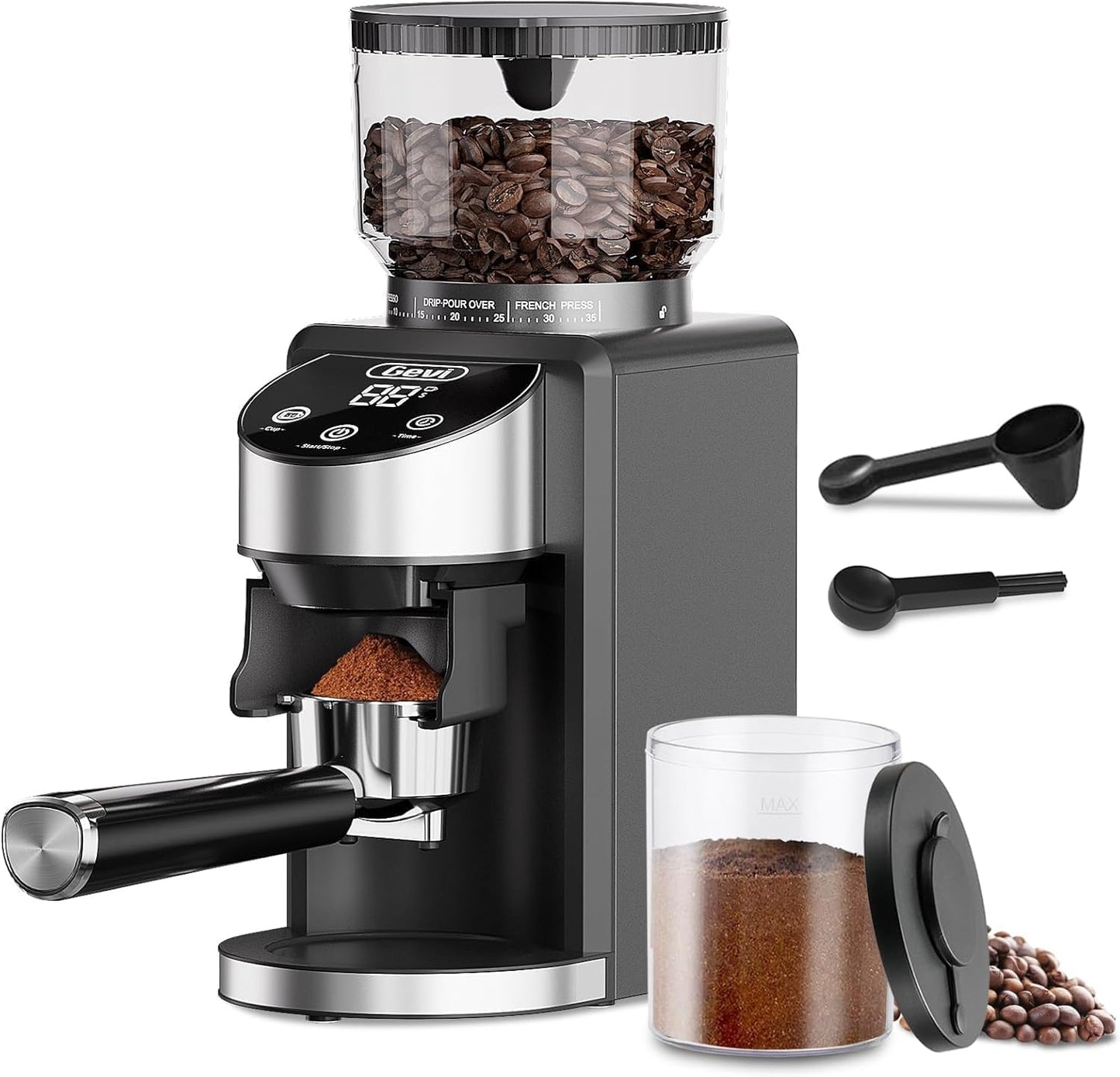 Gevi Coffee Grinder Electric,Coffee Bean Grinder with 35 Grind Settings for Espresso,Drip,French Press,Burr Coffee Grinder for Home Use,Anti-static Design,Black