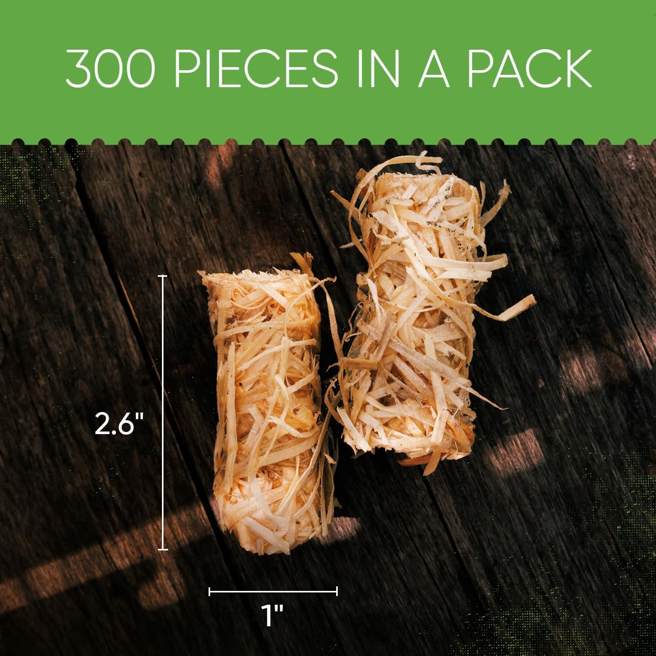 Inflame Fire Starters 300 pcs Fire Starters for Campfires, Grill, BBQ, Fireplace, Woodstove - Charcoal Starter - Waterproof, Weather-Resistant - Natural Wood Fireplace Starters