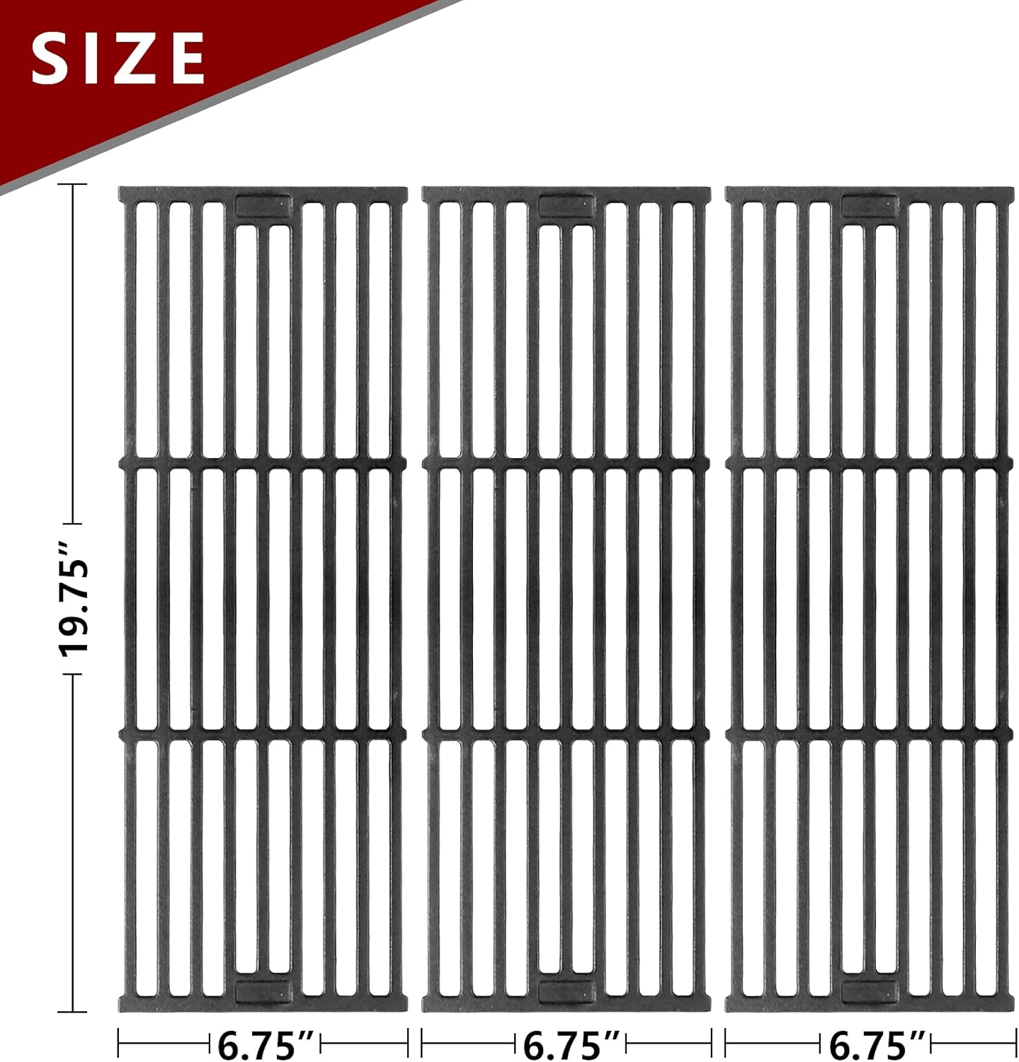 Grill Grates for Char Griller Replacement Parts Cast Iron Chargriller Cooking Grate 2121 2123 2222 2828 3001 3030 3725 4000 5050 5252 5650 9020 Charcoal Smoker Rack BBQ 19 3/4" x 20 1/4"