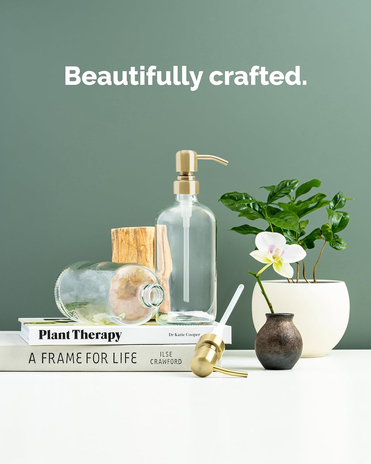 Vine Creations Clear Glass Soap Dispenser, 2 Pack Kitchen Soap Dispenser Set with Stainless Steel Pump, 16 oz Dish Soap and Hand Soap Dispensers for Bathroom with Waterproof Labels