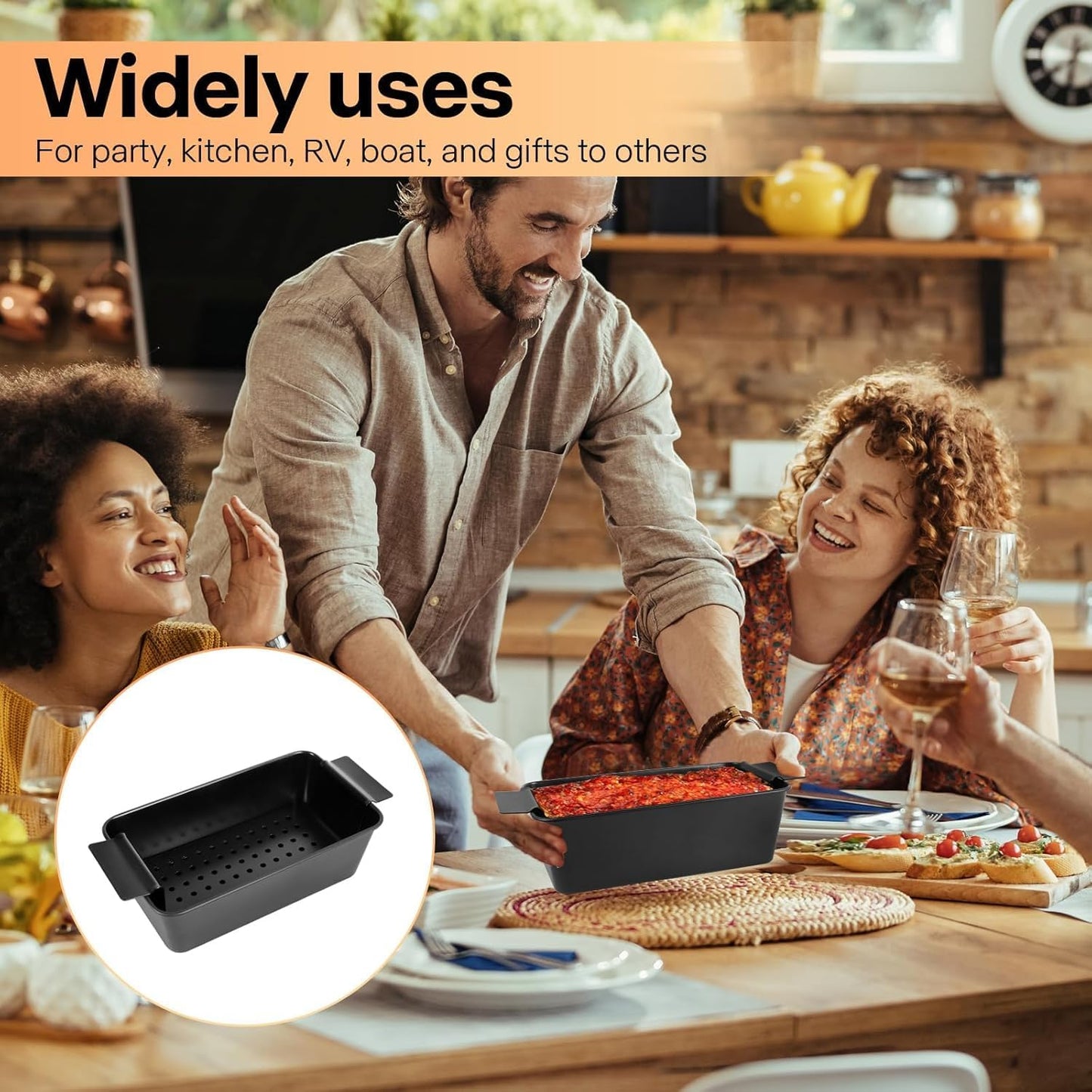 Meatloaf Pan with Drain Tray 2 Pack, Non Stick Meat Loaf Pan with Drip Tray, 9.8x5.7 Inch Loaf Pan with Insert Easy Removal Perforated, Bakeware Pan for Oven Baking Bread and Roasting Meat