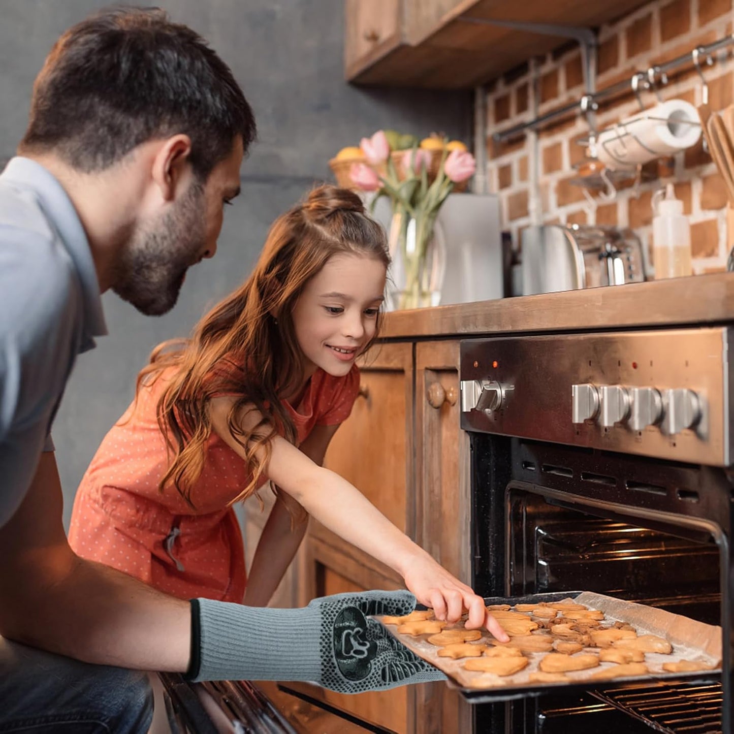 UBeesize Lengthen BBQ Gloves (Bear Paw), 1472°F Heat Resistant Grill Glove, 14 inch Fireproof Oven Gloves for Cooking, Non-Slip Fire Glove for Grilling, Barbecue, Smoker, Baking, Frying