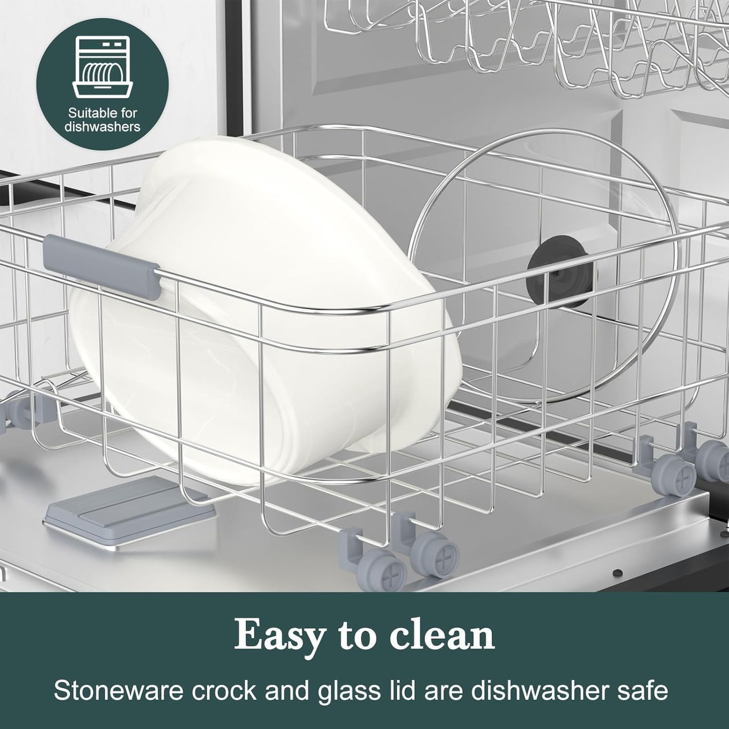 HOMECOOKIN 7-Quart Programmable Slow Cooker with Timer Keep Warm - Small Kitchen Appliance for Family Dinners - Serves 6+ People (White)