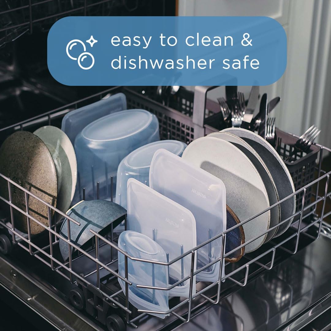 Stasher Premium Silicone Reusable Food Storage Stand-Up Mini Bag, Green, Microwave, Sous Vide, Dishwasher, Oven and Freezer Safe, BPA Free, Leak-free, Eco-friendly, 28 Oz (Pack of 2)