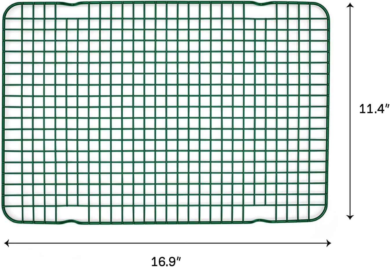 Great Jones Big Chill Wire Cooling Rack (Broccoli) – 16.25" × 11.25" Heavy-Weight Aluminized Steel,Nonstick Baking Rack – Oven Safe 450 °F, Bacon & Cookie Cooling Rack – Fits Half Sheet Pans