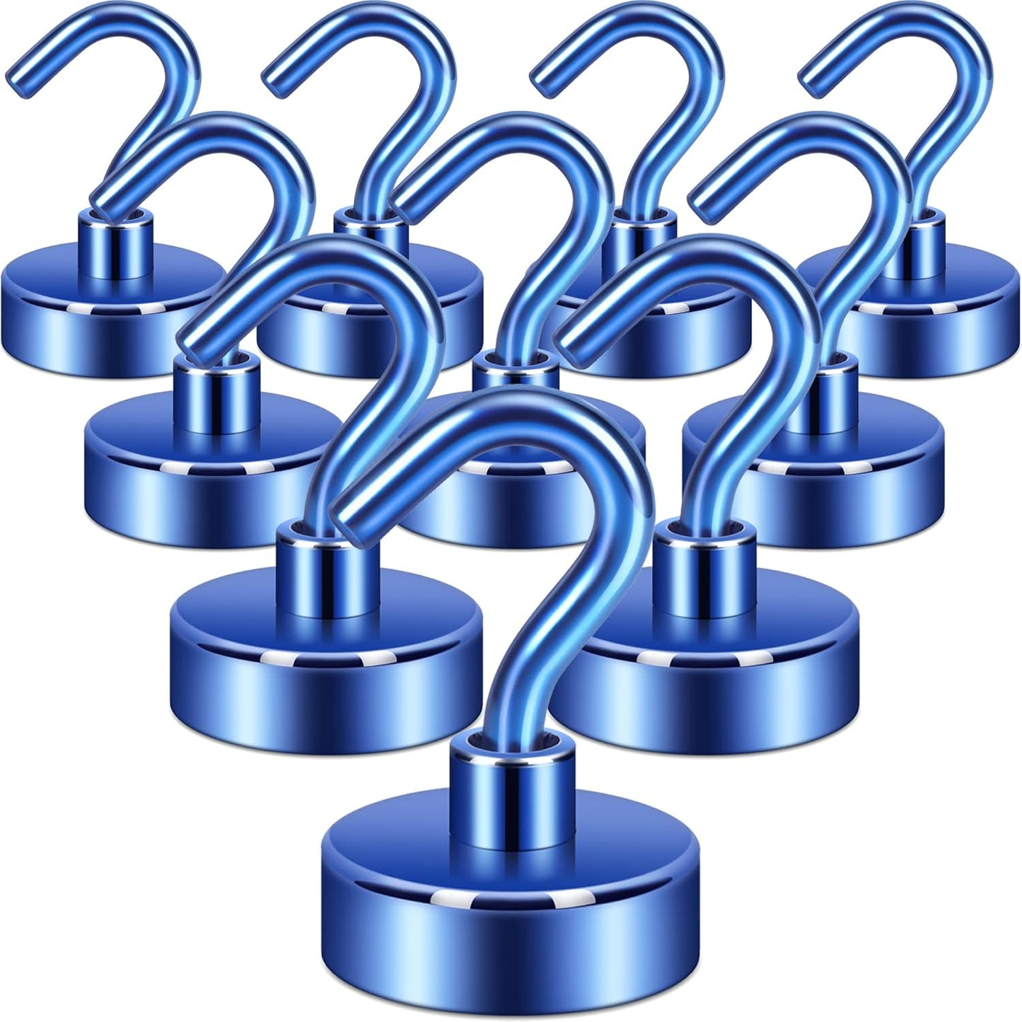 Neosmuk Magnetic Hooks, Heavy Duty Earth Magnets with Hook for Refrigerator, Extra Strong Cruise Hook for Hanging, Magnetic Hanger for Cabins, Grill (Navyblue, Pack of 10)