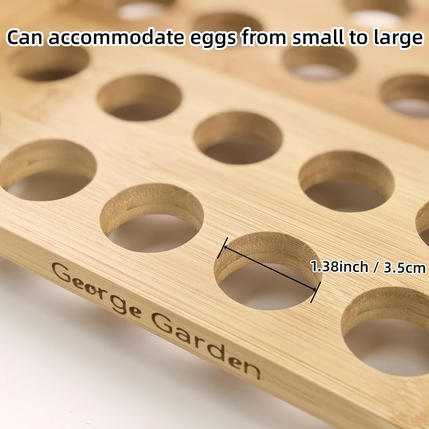 Bamboo Egg Holder Countertop - Stackable Design for 24 Eggs, Farm Fresh Egg Organizer Display Stand, Wooden Chicken Egg Storage Kitchen Counter Top Rack, Fits Duck, Turkey, Chicken Eggs