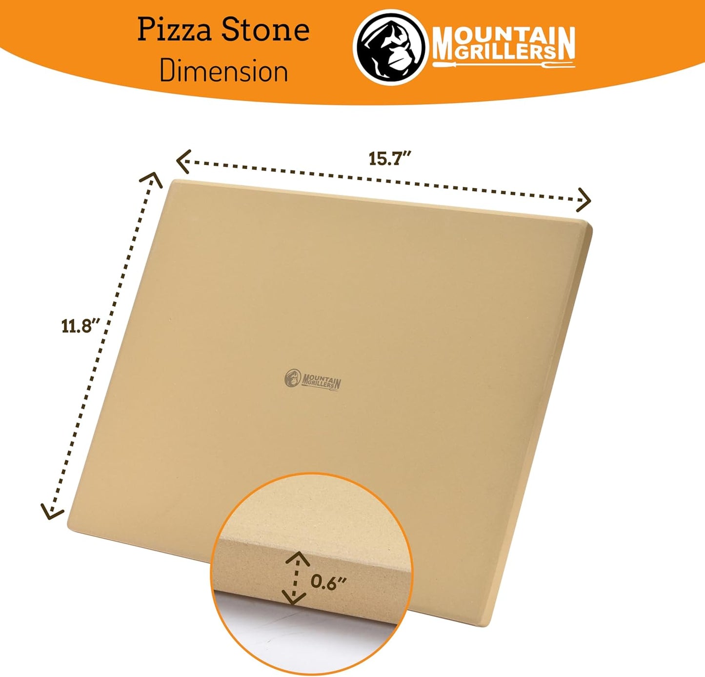 MOUNTAIN GRILLERS Pizza Stone for Oven and Grill BBQ - 12x16-Inch Rectangular Stone - Multi-Purpose Baking Stone for Crispy Crust Pizza, Bread, or Crackers - Ideal Gift for Pizza Lovers
