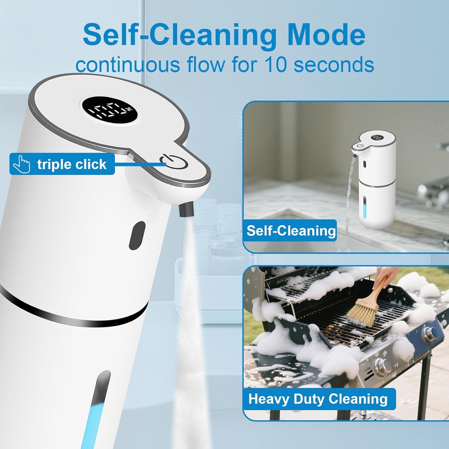 Automatic Foaming Soap Dispenser Touchless, USB Rechargeable Smart Hand Soap Dispenser, 6-Level Adjustable, 12.8oz/380mL Wall Mounted for Bathroom Kitchen Dish Soap