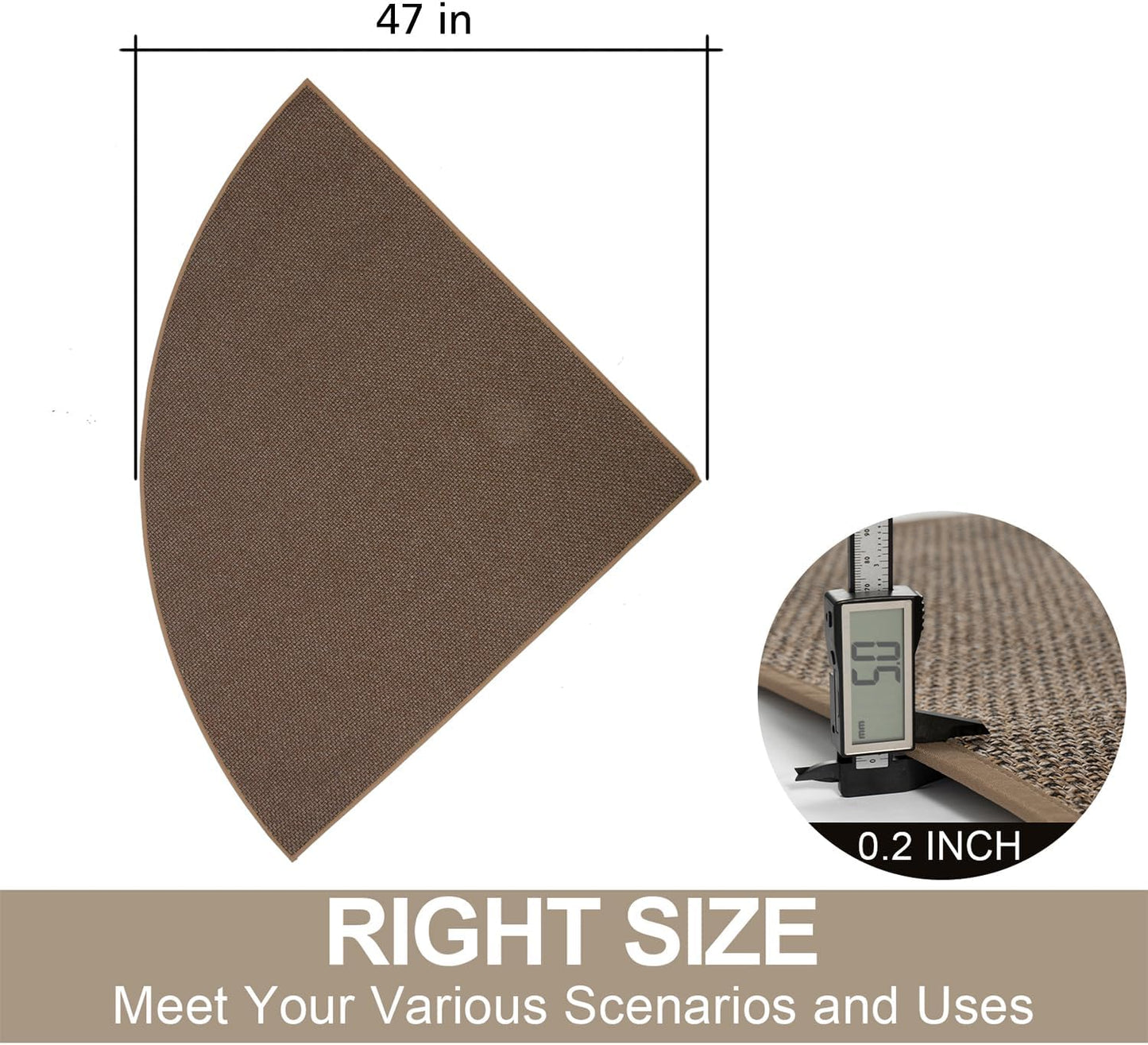 Fan Shaped Kitchen Mat 1 PCS, Cushioned Non Slip Rugs for Kitchen Floor, Absorbent Runner Comfort Standing Mats Washable for Kitchen, Office, Home (Brown, Radius 47")
