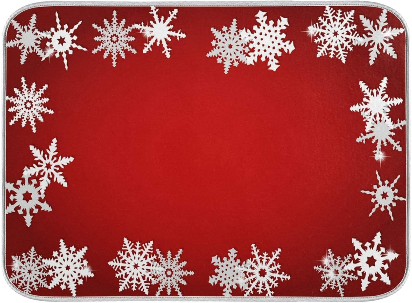 Super Absorbent Dish Drying Mat, Microfiber Fast-Drying Dish Mat, 24" x 18", Kitchen Dish Drying Pad, Watercolor Cute (Christmas Snowflake Abstract)
