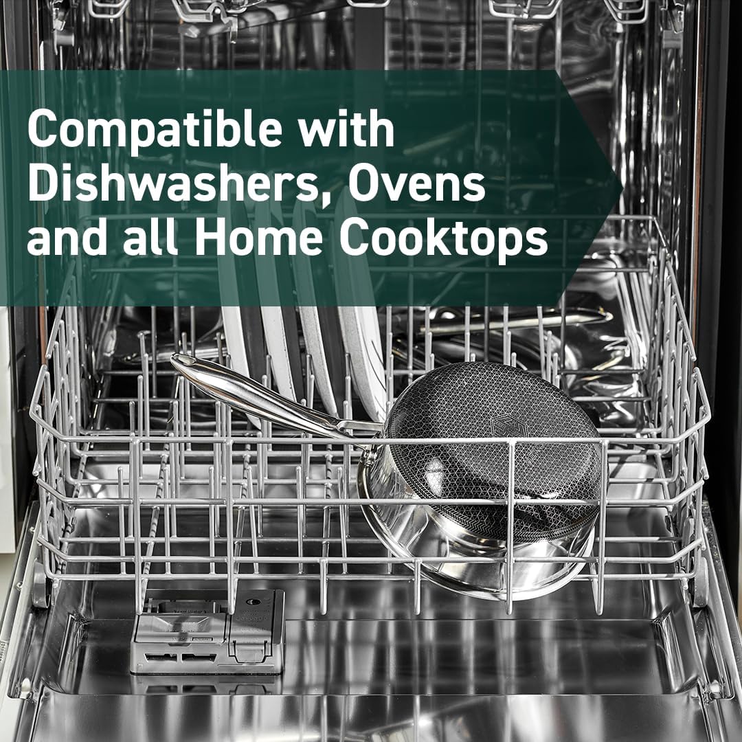 HexClad Hybrid Nonstick 2-Quart Saucepan with Tempered Glass Lid, Stay-Cool Handle, Dishwasher-Friendly, Oven-Safe Up to 900°F, Induction Ready, Compatible with All Cooktops