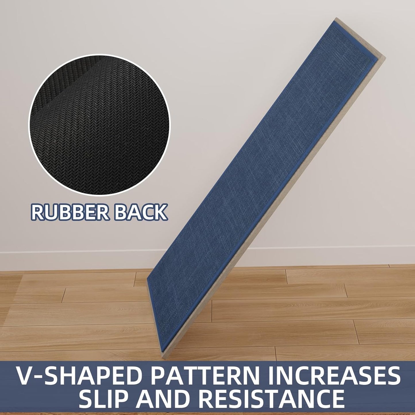 Kitchen Mat Set of 2 PCS, Cushioned Non Slip Rugs for Kitchen Floor, Absorbent Runner Comfort Standing Mats Washable for Kitchen, Office, Home (Dark Blue, 17.3"x47"+17.3"x30")