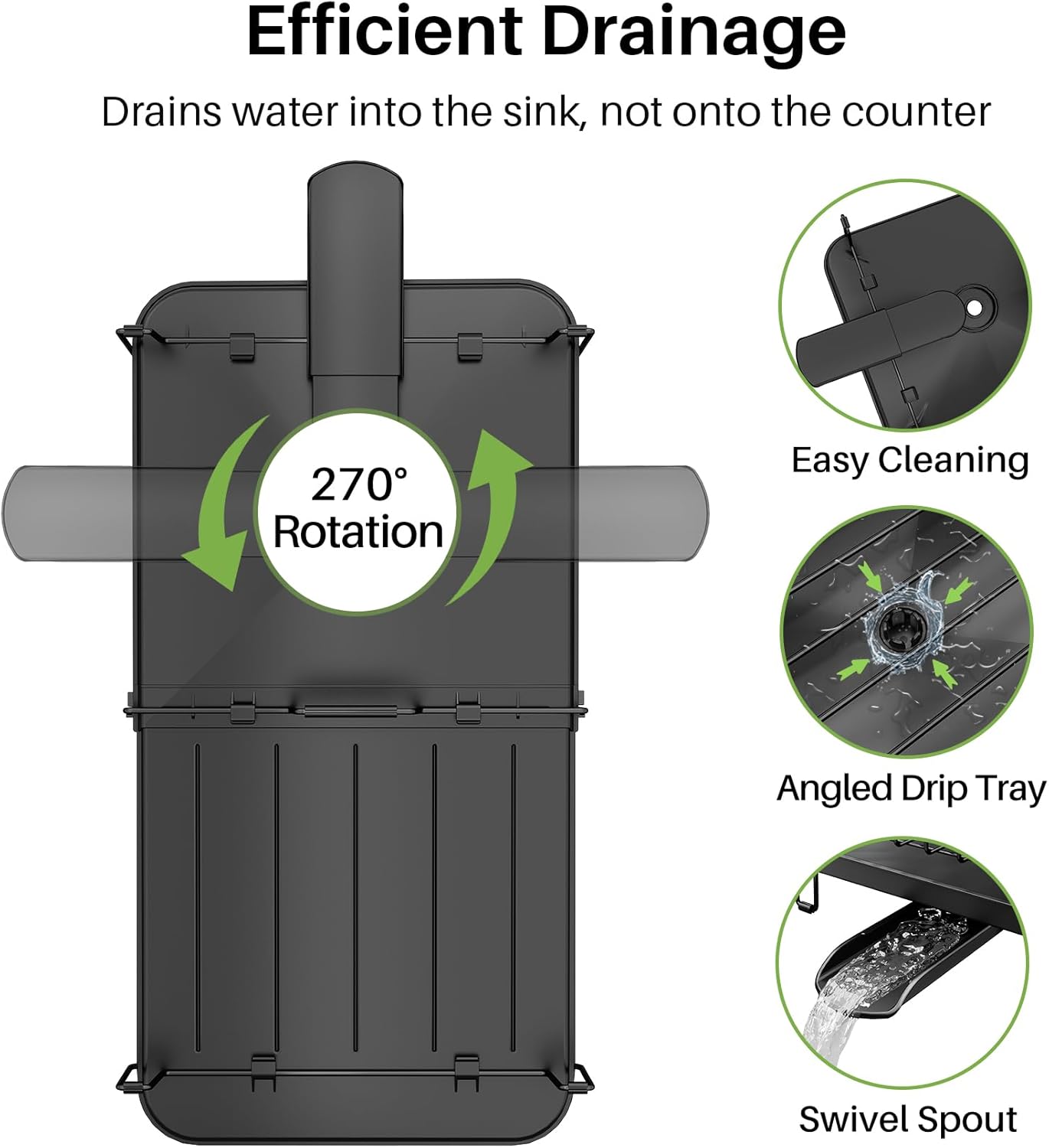 SNTD Dish Drying Rack, Expandable Dish Rack for Kitchen Counter, Metal Dish Drainer with Utensil & Cup Holder 13.8"-22.6" L x 12.1" W (Black)