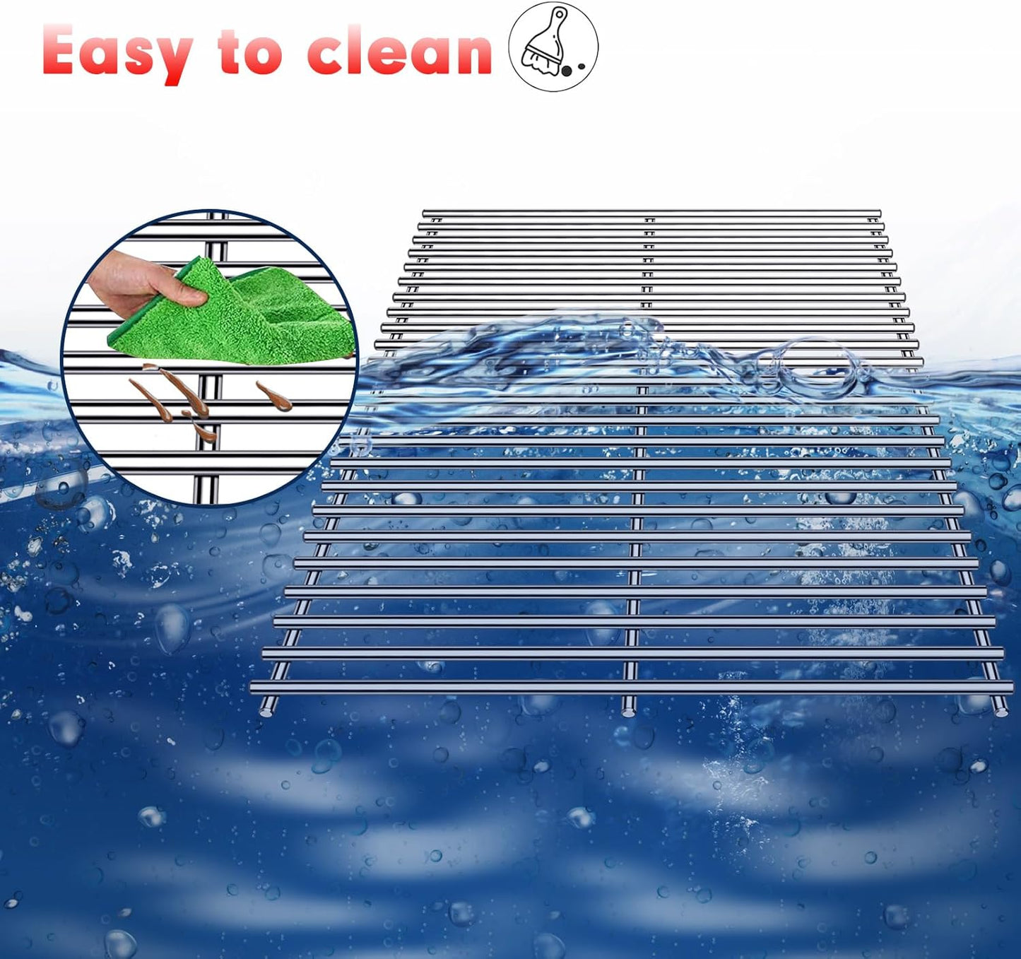 BBQ Grill Grates Replacement for Cuisinart Gas Grill CGG-200, CGG-220, CGG-240, Stainless Steel Cooking Grate Grids Gas Grill Parts Accessories 18 Inch for All Foods Portable Gas Grillls