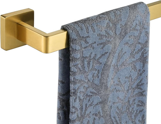 JQK Gold Towel Bar, Rounded Edges 14.41 Inch Towel Rack, 304 Stainless Steel Bathroom Wall Mount, Useable Length 12 Inch, TB250L12-BG