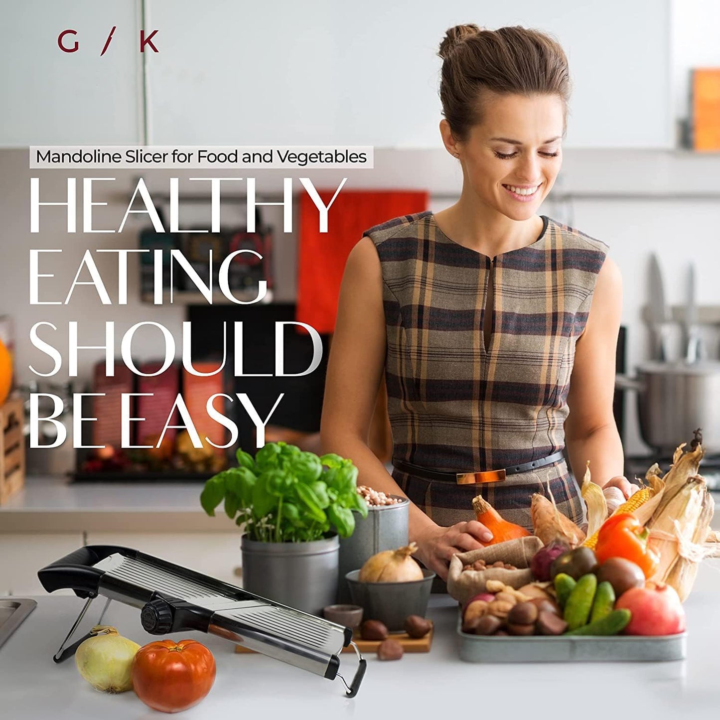 Gramercy Adjustable Mandoline Food Slicer, Mandoline Slicer for Kitchen, Mandolin, Potato, Tomato, Carrot, Vegetable, Fruit and Onion Cutter - Stainless Steel - INCLUDING 1 Pair Cut-Resistant Gloves