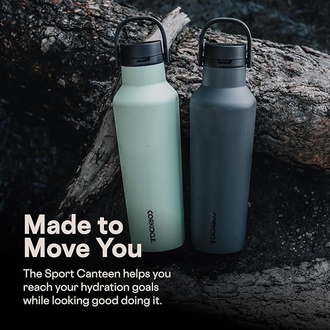 Corkcicle Classic Sport Canteen Insulated Water Bottle - Keeps Beverages Cold 25 Hours - Triple Insulated - Summer Drinkware Gift - Keeps Drinks Ice Cold - Leak-Proof Cap - 20 oz - Thyme