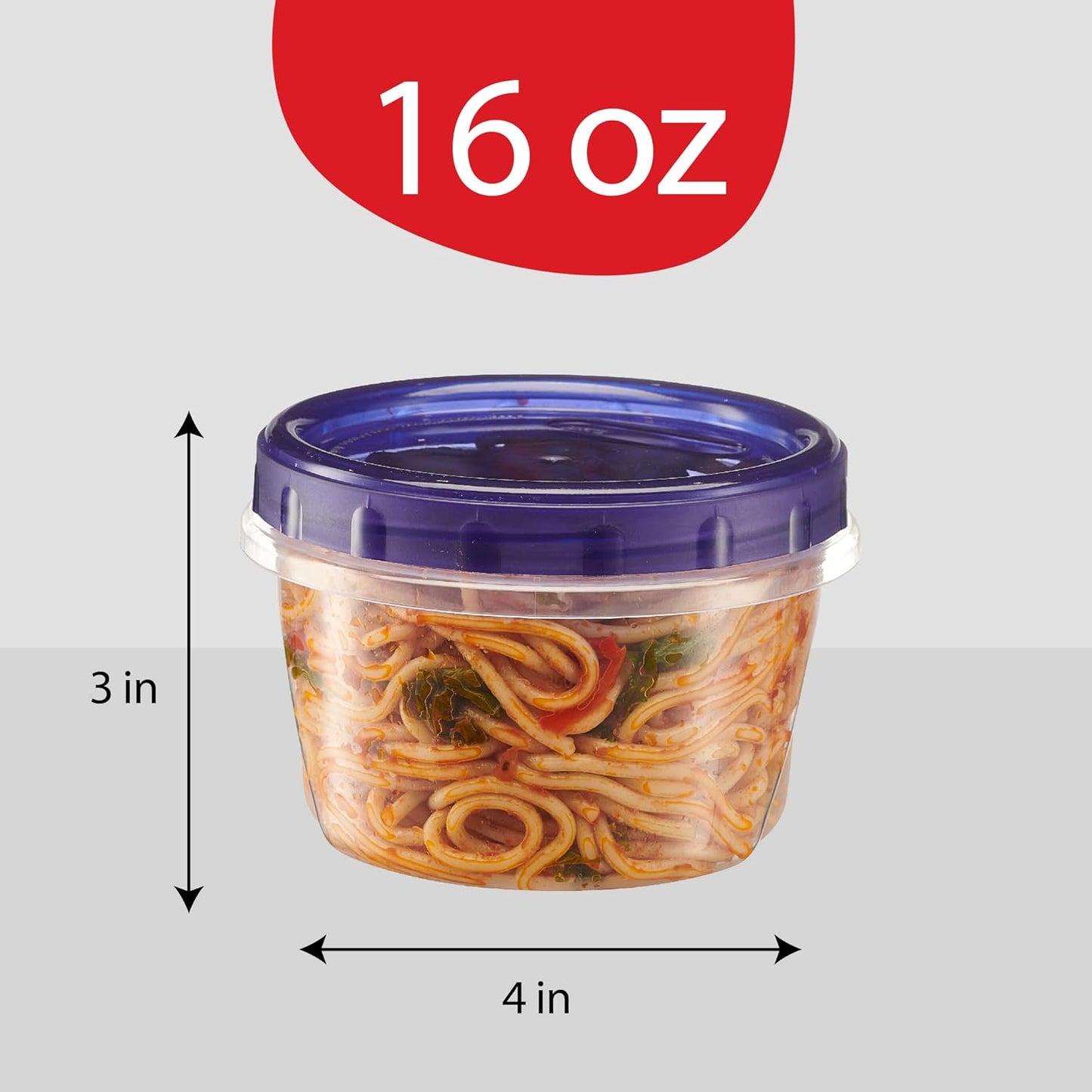 PLASTICPRO 6 Pack Twist Cap Food Storage Containers with Blue Screw on Lid- 16 oz Reusable Meal Prep Containers - Freezer and Microwave Safe Blue Plastic Food Storage