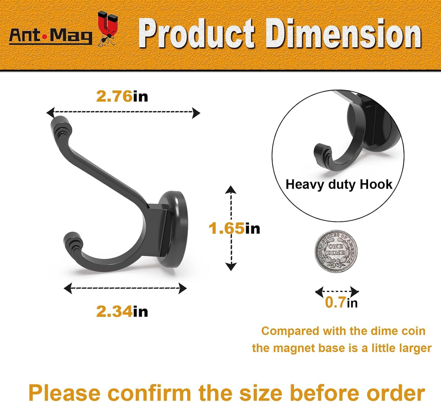 Ant Mag Magnetic Hooks Heavy Duty 140lbs Neodymium Magnet Wall Hooks for Hanging Coats Robes Backpacks Bags Hats Keys Mugs Cups Towels Pack of 4