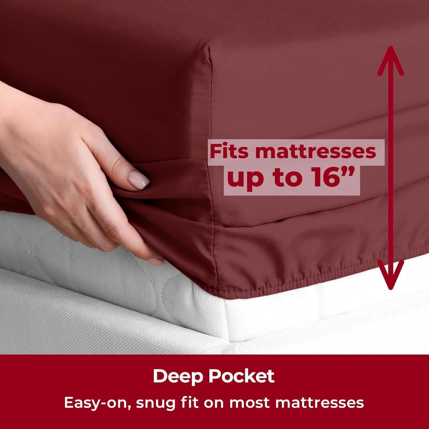 Mellanni Twin Sheets Set - 3 PC Iconic Collection Bedding - Hotel Luxury, Extra Soft, Cooling Bed Sheets - Wrinkle, Fade, Stain Resistant (Twin, Burgundy)