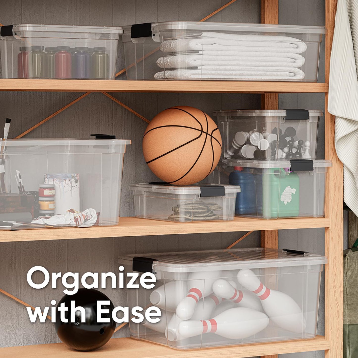 Superio Clear Storage Boxes with Lids, 1.27 Quart Plastic Container Bins for Organizing, Stackable Crates, BPA Free, Non Toxic, Odor Free, Organizers for Home, Office and Dorm, 2 Pack