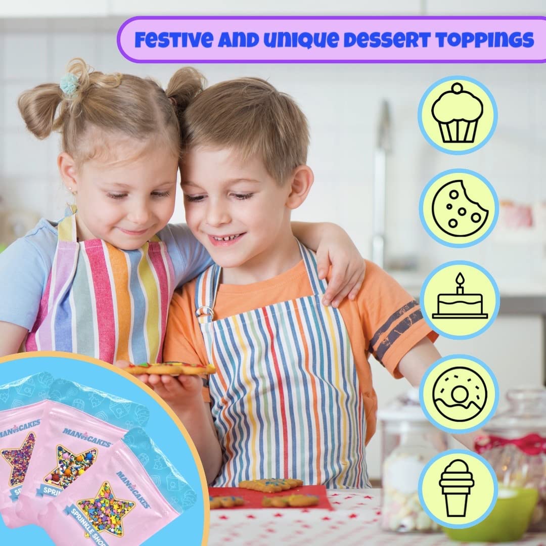 Manvscakes Sprinkles- Edible Cake and Cupcake Sprinkles with Assorted Shapes and Sizes for Parties, Metallic Sprinkle Mix for Cookies, Ice Cream, Cake and Cupcake Decorating, Silver white sprinkle