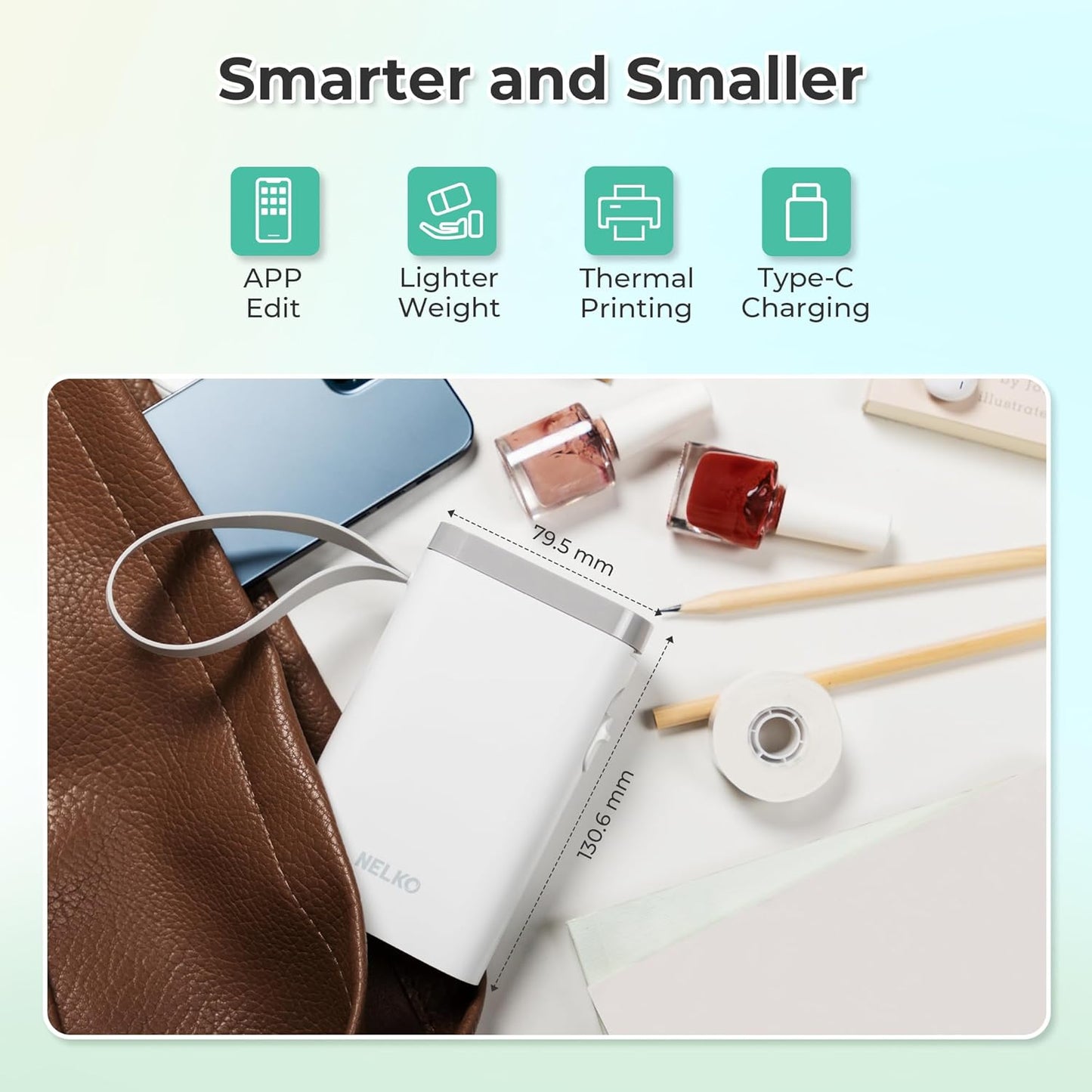 Nelko Label Maker Machine with Tape, P21 Bluetooth Label Printer, Wireless Mini Label Makers with Multiple Templates for School Office Home, White