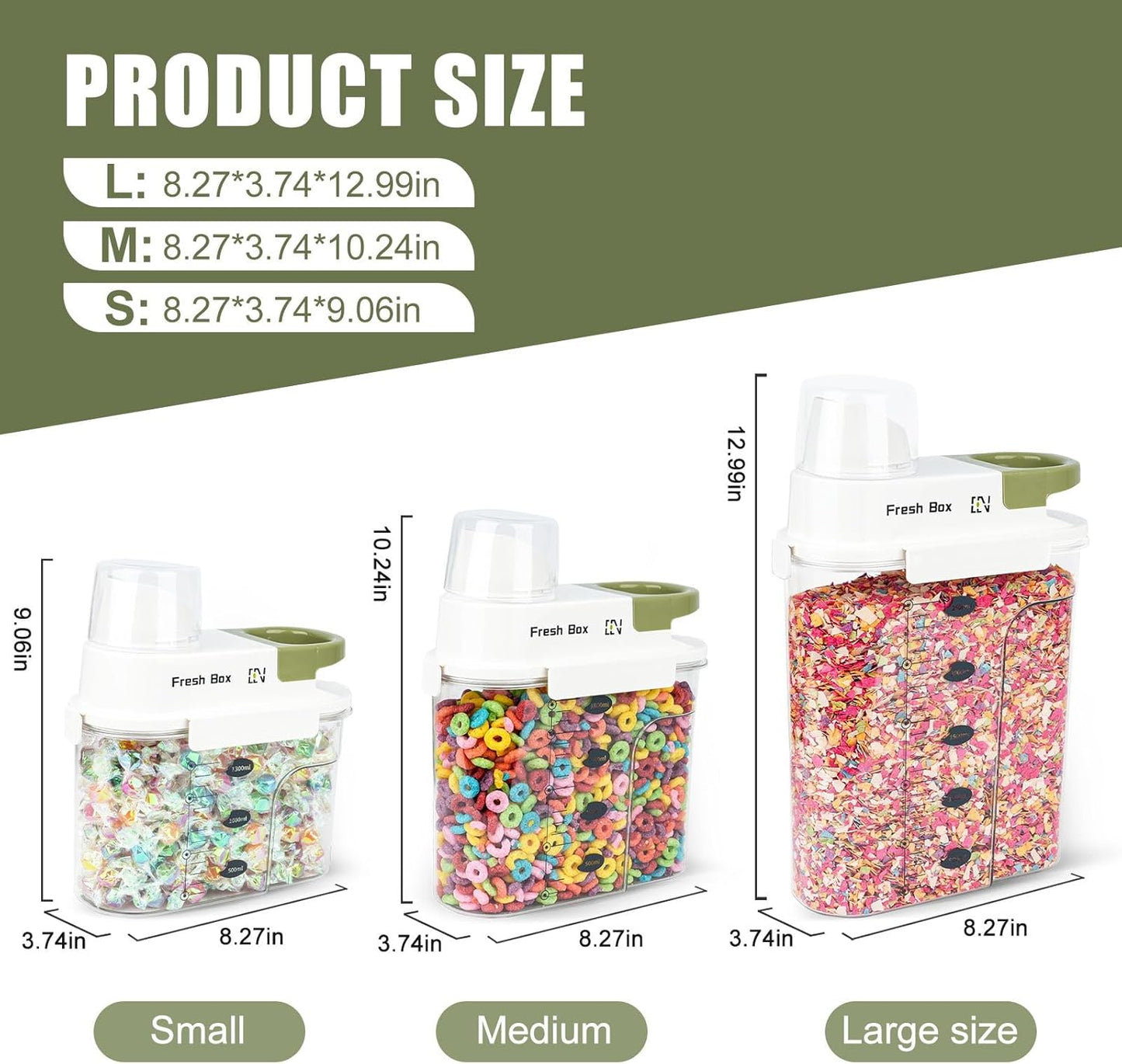 Cereal Storage Container 2Pack,85oz/2.5L Airtight Food Storage Containers With Lids,Organizers Storage With Measuring Cup for Beans,Sugar,Rice,Nuts,Snacks,Pet Food,Candy
